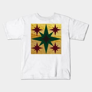 Red, Green and Gold Star Design Kids T-Shirt